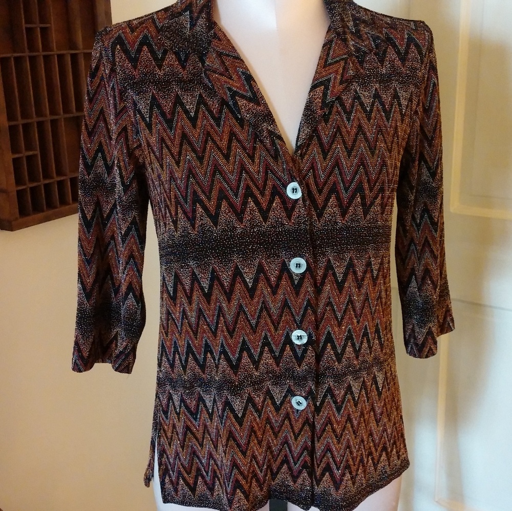 Rabbit Rabbit Rabbit Metallic Button Down Top - image 1